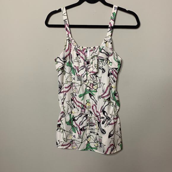 LC Lauren Conrad Printed Ruffle Blouse Size XS - Picture 1 of 7